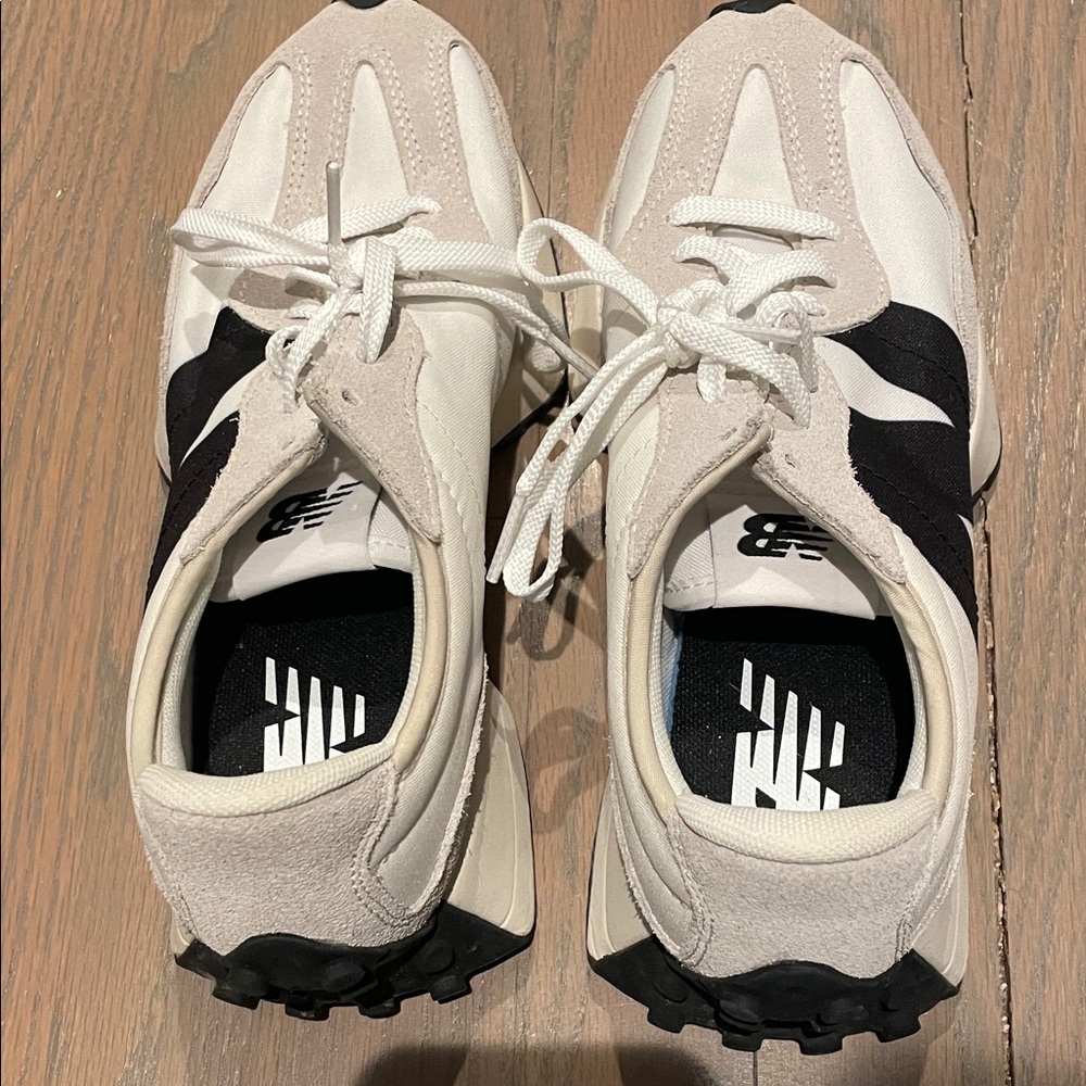 New Balance Cream and Black Athletic Shoes